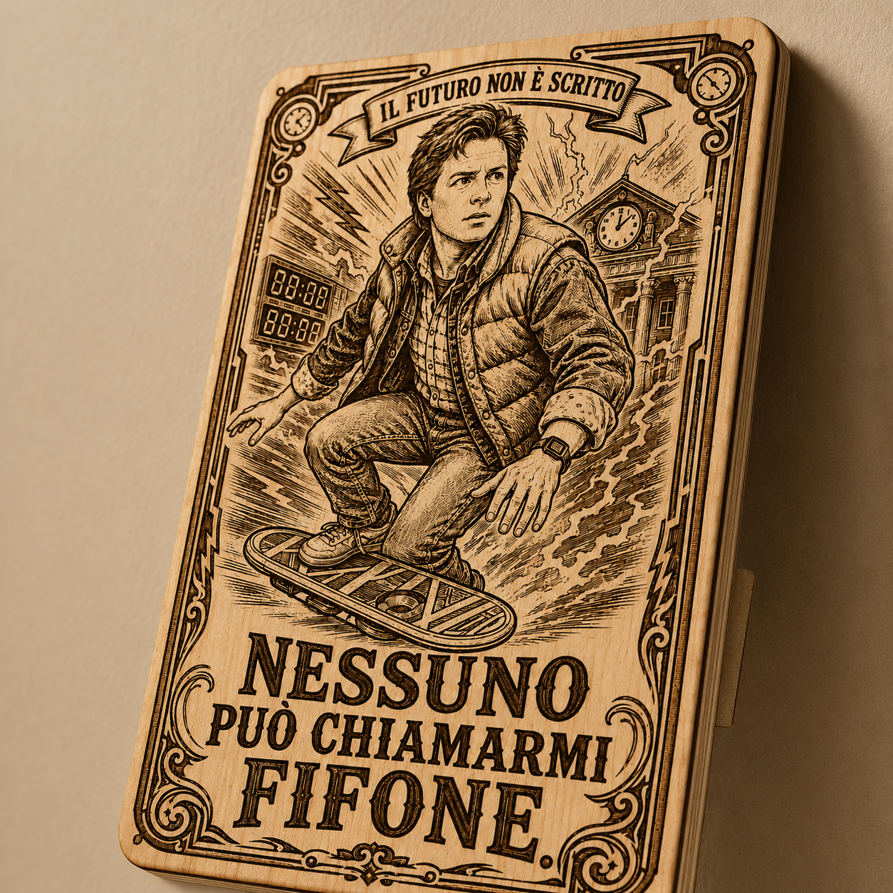 Quadretto inciso Nessuno può chiamarmi fifone - dettaglio