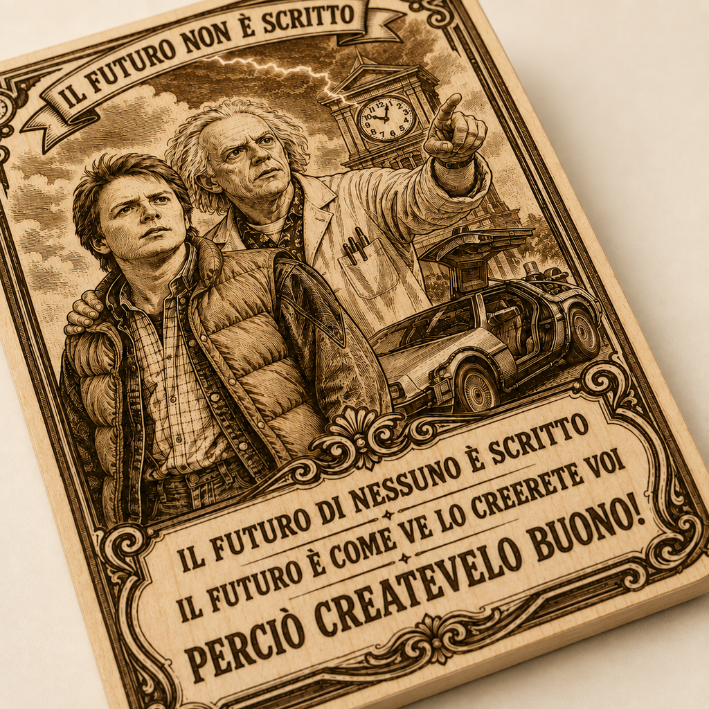Quadretto inciso Il futuro non è scritto - dettaglio